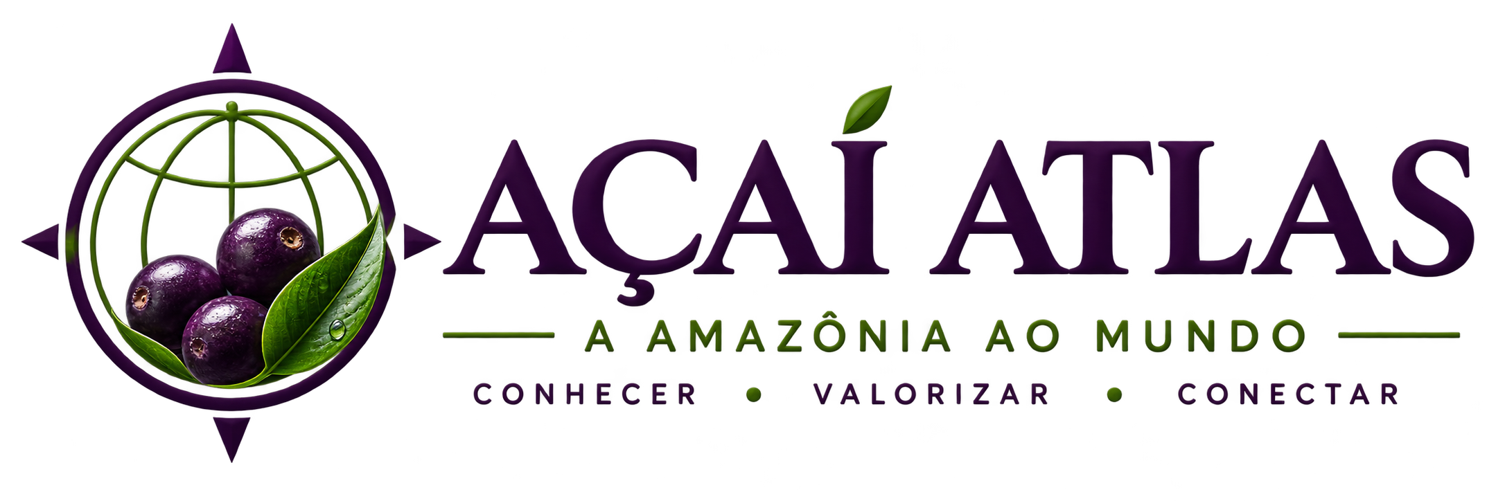 Açaí Atlas — logo horizontal, versão para fundo claro